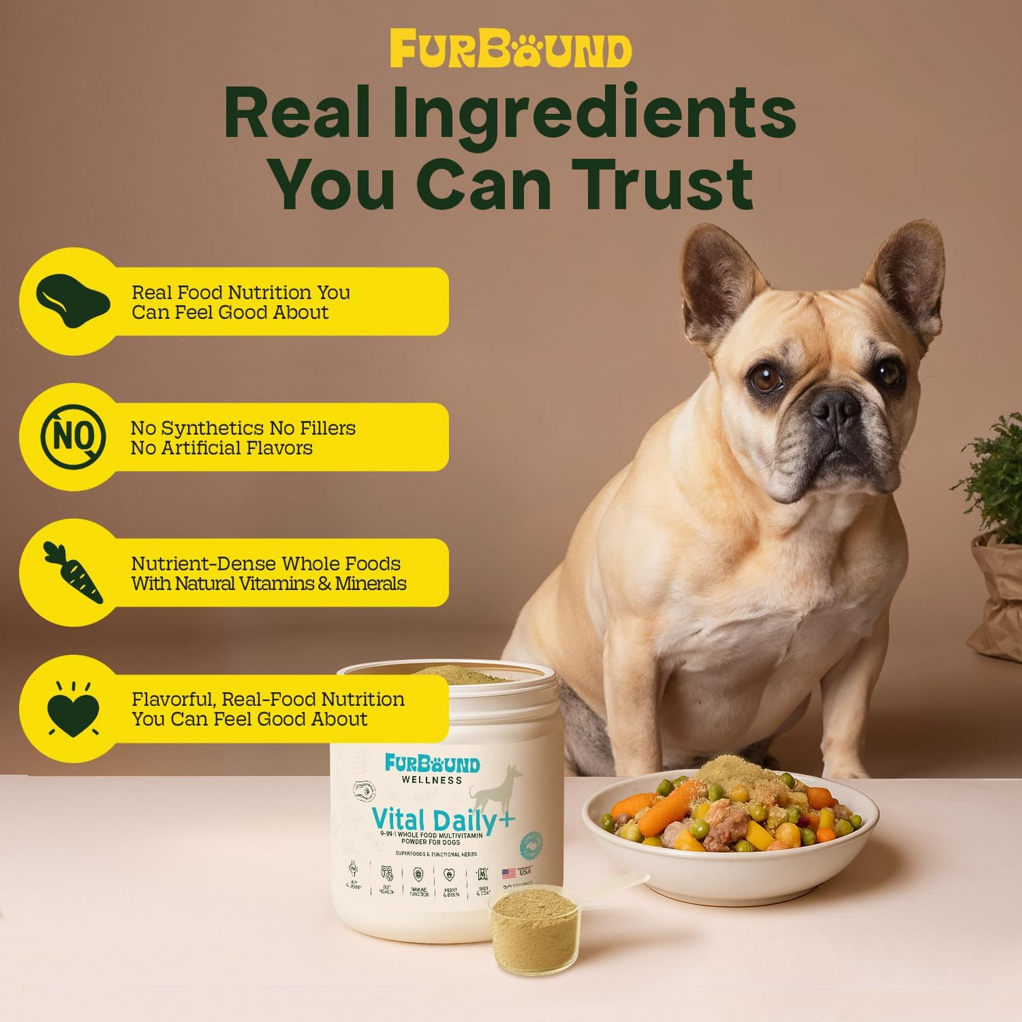 Dog Multivitamin Powder | 9-in-1 Whole Food Dog Vitamins and Dog Supplements that Supports Joint, Digestion, Skin & Coat, Immune, Cognition, Detox, Heart, Antioxidants (Cheesy Beef Flavor)